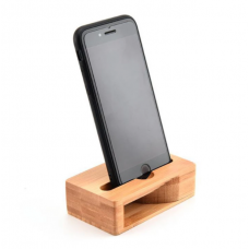 Suporte para alto-falante de celular, suporte de madeira para amplificador de som de bambu
